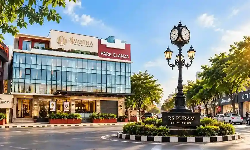 Svastha Spa and Wellness Studio at Park Elanza in RS Puram, showcasing a convenient spa in RS Puram Coimbatore location.